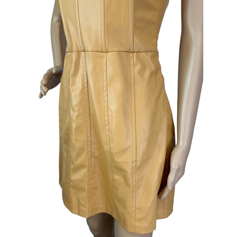 NWT Zara Faux Leather Strapless Mini Dress in Caramel Size L - Picture 12 of 16